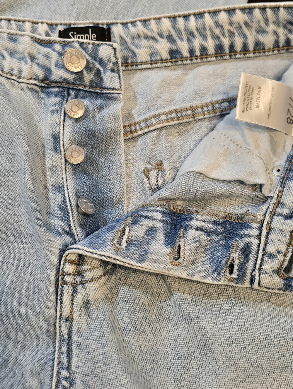 Simple Society Lexi Button Fly Destroyed Mom Jeans Light Wash 7/28 - Picture 6 of 10